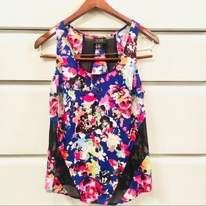 🎒Nicole Floral Razorback Two-Tone Tank Top
